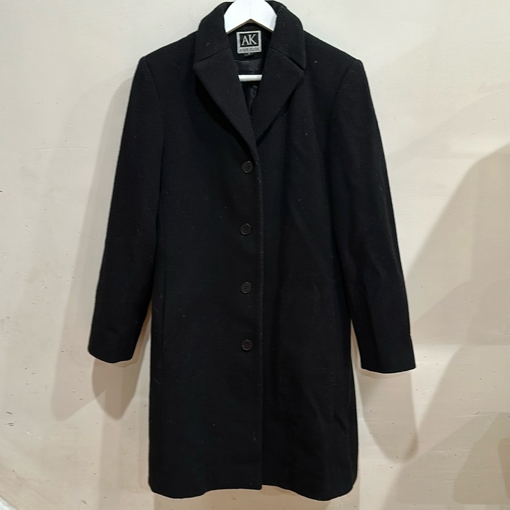 Women’s Vintage Anne Klein 100% Wool Single Breasted Midi Length Coat Black 6